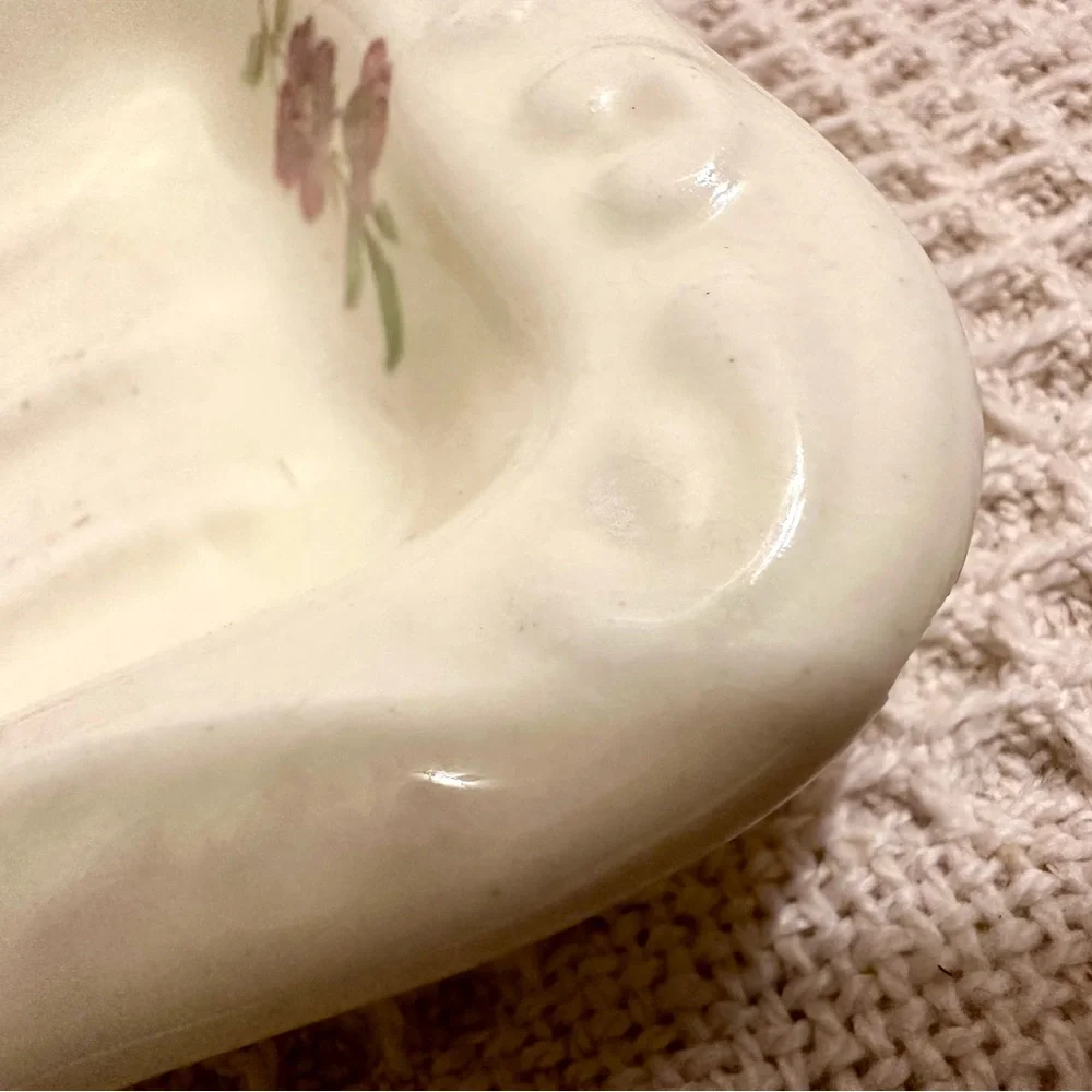 Vtg VB ATHENA Ceramic Country Farm Style Hand Painted Floral Soap Dish Stamped